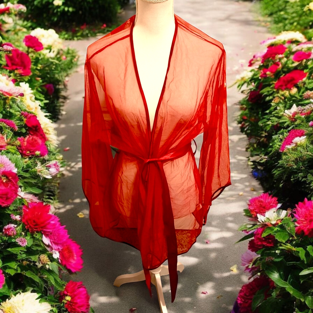 Sheer Red Kimono Robe